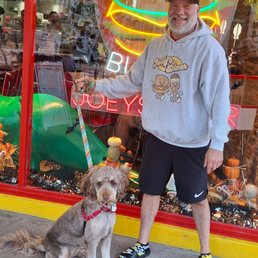 In photo- Joey with my pup after she enjoyed her burger patty! In photo- Joey with my pup after she enjoyed her burger patty!