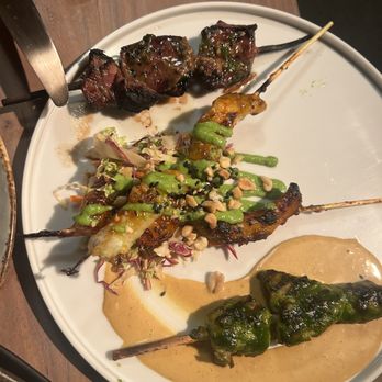 Linger - Chicken , Bison and Shrimp skewers - Asian Fusion Near Me - Denver, Colorado