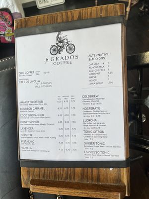 Menu photo 6 6 Grados Coffee San Diego, CA