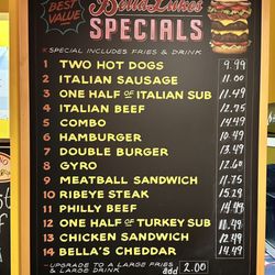 Specials menu