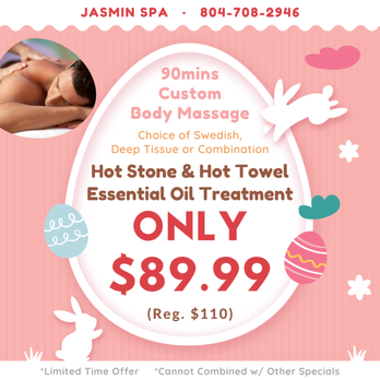 Jasmin Spa - 90mins Custom Body Massage ONLY $89.99 - Massage Therapy Near Me - Manakin Sabot, Virginia