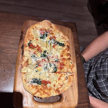 Pomegranate Bistro - Artichoke Flatbread (Vegetarian) - Breakfast & Brunch Near Me - Redmond, Washington Pomegranate Bistro - Artichoke Flatbread (Vegetarian) - Breakfast & Brunch Near Me - Redmond, Washington