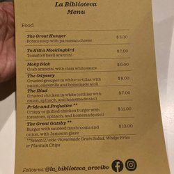 La Biblioteca - Menu