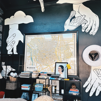 By Kailee Collar - Interior Mural for interior designer in her LA home. This mural spanned from one wall, across the vaulted ceiling to the opposite wall. - Commissioned Artists Near Me By Kailee Collar - Interior Mural for interior designer in her LA home. This mural spanned from one wall, across the vaulted ceiling to the opposite wall. - Commissioned Artists Near Me
