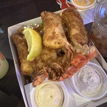 Gordon Ramsay Fish & Chip - $18 for fish n chips, $5 for upgraded fries hiding underneath, and $9 for the lobster (small piece) =this box cost $32. Eeeek - Seafood Near Me - Reno, Nevada Gordon Ramsay Fish & Chip - $18 for fish n chips, $5 for upgraded fries hiding underneath, and $9 for the lobster (small piece) =this box cost $32. Eeeek - Seafood Near Me - Reno, Nevada
