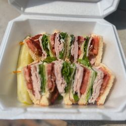 Main Street Deli - Turkey club with  pickle and chips