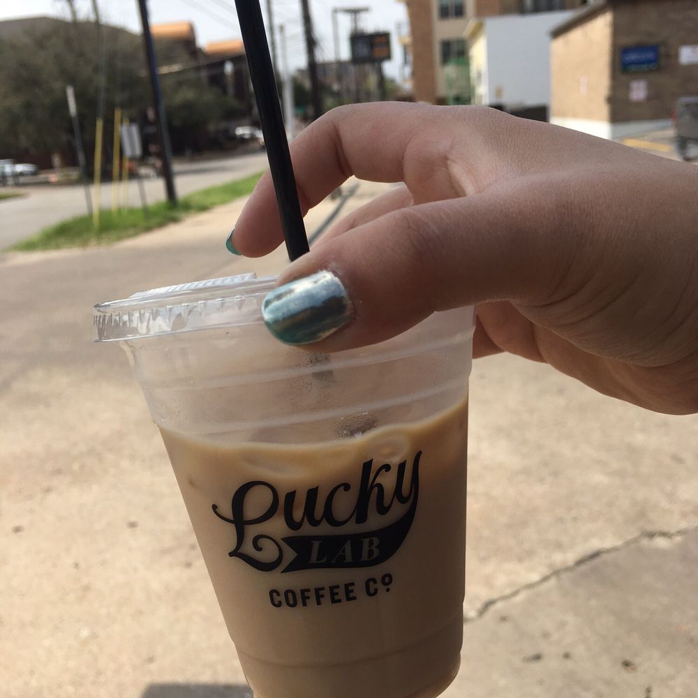 Lucky Lab Coffee - 12oz iced caramel latte - Desserts Near Me - Austin, Texas