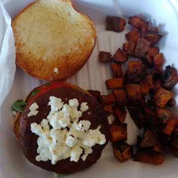 Roots Cafe - $18 lunch. Veggie Burger and charred sweet potatoes. - Breakfast & Brunch Near Me - West Chester, Pennsylvania Roots Cafe - $18 lunch. Veggie Burger and charred sweet potatoes. - Breakfast & Brunch Near Me - West Chester, Pennsylvania