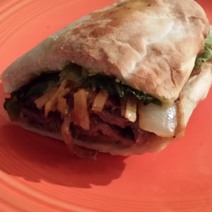 Photo of Geo's Cuban & Creole Cafe - Seattle, WA, United States. Pan con Bistec