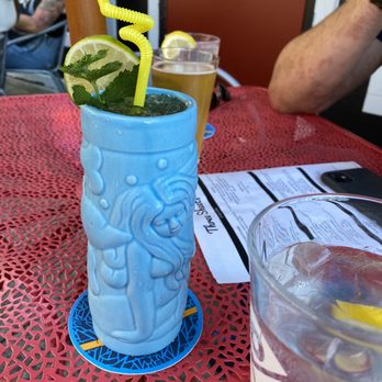 Three Sheets - a blue vase with a mojita in it - American Near Me - New Haven, Connecticut