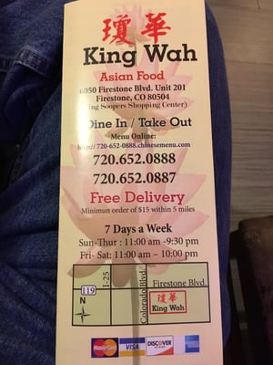 Menu photo 6 King Wah Asian Food Firestone, CO