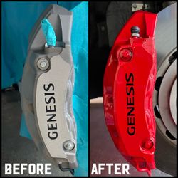 Restyle Refinish - Caliper Paint restoration painted red for 2023 Hyundai Genesis