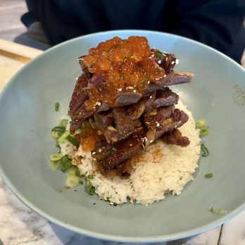 Petit Potato - Grilled Beef Short Ribs & Salmon Roe w/ House Special BBQ Sauce on Rice - Taiwanese Near Me - Toronto, Ontario Petit Potato - Grilled Beef Short Ribs & Salmon Roe w/ House Special BBQ Sauce on Rice - Taiwanese Near Me - Toronto, Ontario