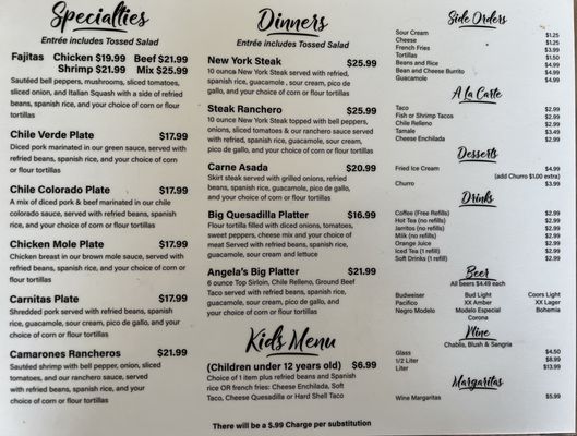 Menu photo 1 Angela's Restaurant Lompoc, CA Menu photo 1 Angela's Restaurant Lompoc, CA