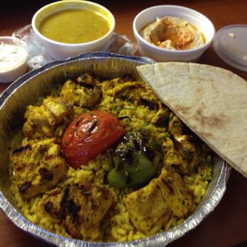 Cedar Grill - Chicken kebab dinner plate, lentil soup and a small hummus.. Huge portion! - Middle Eastern Near Me - Downers Grove, Illinois