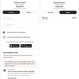 toast's rewards text does not include purchase details (receipt info).