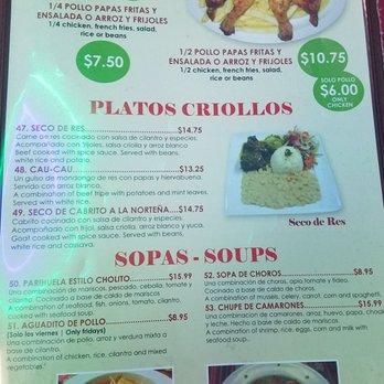 Parrilla's Cholito - Menu Page 4. Plates & Soups. - Peruvian Near Me - Downey, California