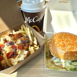 McDonald's - Small hot chocolate, nachos poutine and chicken burger   $12.50 ‍