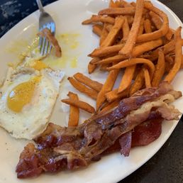 Eggs up with sweet potato fries Eggs up with sweet potato fries