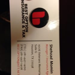 Best Option Insurance and Tax - This is the business card and the guy who helped me.