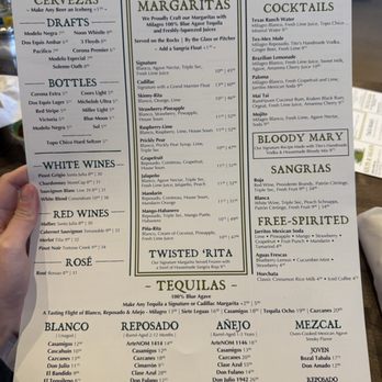Ancho & Agave - Drink Menu - Mexican Near Me - Lombard, Illinois