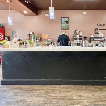 Sunny Side Up Doughnuts - Counter space with coffee makers & espresso makers behind the counter. - Donuts Near Me - Laguna Niguel, California