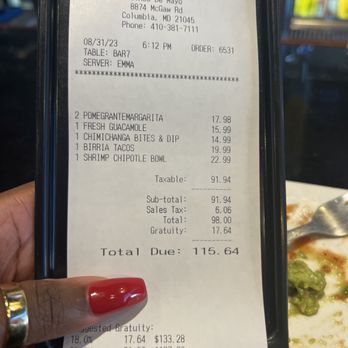 Cinco de Mayo - Not bad for two 16oz drinks, 2 entrees, and two appetizers - Mexican Near Me - Columbia, Maryland Cinco de Mayo - Not bad for two 16oz drinks, 2 entrees, and two appetizers - Mexican Near Me - Columbia, Maryland