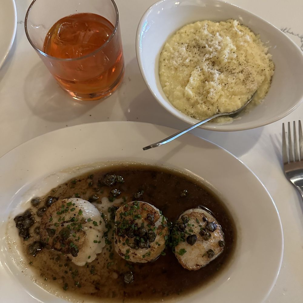 Scallops and polenta with a Negroni Scallops and polenta with a Negroni