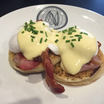 Jamaica Blue - Yum yum, sourdough crumpets with bacon and poached eggs - Cafes Near Me - Adelaide, SA Jamaica Blue - Yum yum, sourdough crumpets with bacon and poached eggs - Cafes Near Me - Adelaide, SA
