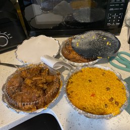 Stew chicken and rice and peas