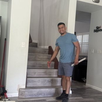 Torres Flooring Services - Carmelo finishing the last step before installing the baseboards - Flooring Near Me Torres Flooring Services - Carmelo finishing the last step before installing the baseboards - Flooring Near Me