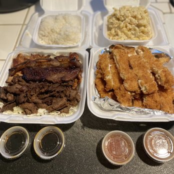 Q and Q Hawaiian BBQ - L: Hawaiian BBQ Mix R: Chicken Katsu Plate I asked them to pack the rice and mac salad separately. - Hawaiian Near Me - Palmdale, California Q and Q Hawaiian BBQ - L: Hawaiian BBQ Mix R: Chicken Katsu Plate I asked them to pack the rice and mac salad separately. - Hawaiian Near Me - Palmdale, California