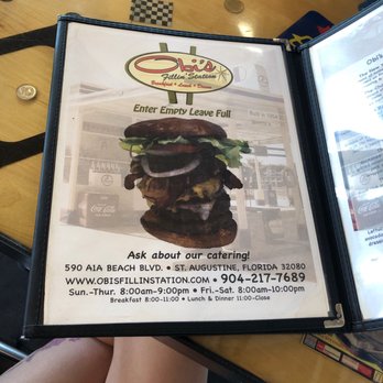 Obi's Fillin Station - Front side of menu - American Near Me - Saint Augustine, Florida