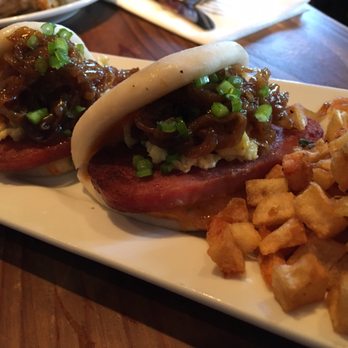 DOMU - Spam/eggs bao with caramelized onions, scrambled eggs and spicy mayo - Ramen Near Me - Orlando, Florida