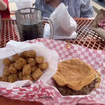 Weber's Superior Root Beer - 1/4 Pound Cheeseburger, tator tots, Root Beer - Burgers Near Me - Tulsa, Oklahoma