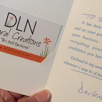 DLN Floral Creations - A few days later after DLN delivered flowers to my client, the florist sent me a nice thank you card. Great touch! - Florists Near Me - Naperville, Illinois