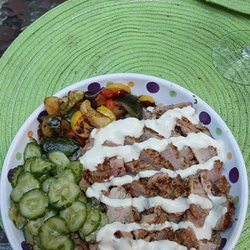 South End Seafood - I made sesame tuna rice bowls (I accidentally overcooked it a bit) with roasted mixed veggies and Asian cucumbers with wasabi cream sauce.