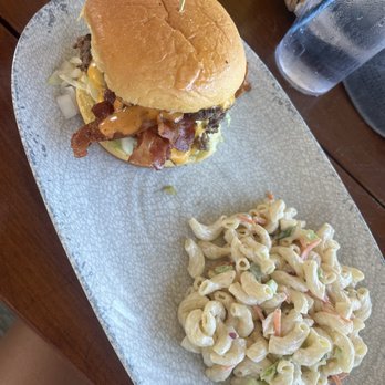 Big Chill Beach Club - Bay cheeseburger with Hawaiian pasta salad - Venues & Event Spaces Near Me - Bethany Beach, Delaware
