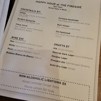 Fireside - Hh menu (Dec 2025) - New American Near Me - Portland, Oregon