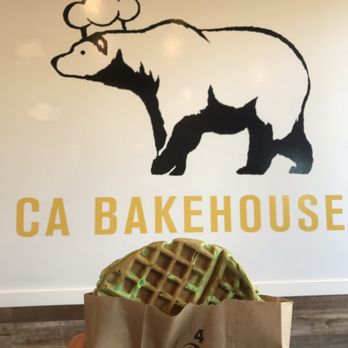 CA Bakehouse - Pandan waffle in front of their logo - Bakeries Near Me - San Jose, California