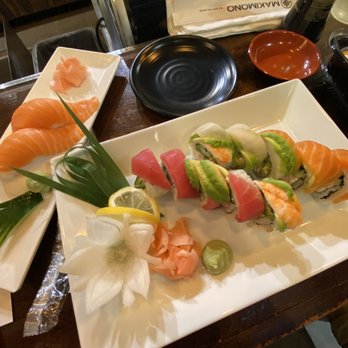 Makimono - Rainbow Roll & Salmon - Sake Nigiri (2 pcs.) - Japanese Near Me - Atlanta, Georgia