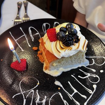 Fogo de Chão - Complimentary Birthday tres leches cake for son's birthday! - Brazilian Near Me - Dunwoody, Georgia