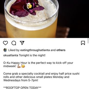 O-Ku - Restaurant Instagram Post (3/1/23) - Japanese Near Me - Atlanta, Georgia