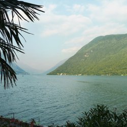 Albergo Moosmann Sagl - View of Lake Lugano (towards the Italian side at the end of thelake) from our room at Hotel Moosmann