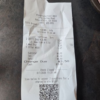 Wienerschnitzel - Outta there less than $10 - Fast Food Near Me - Bakersfield, California
