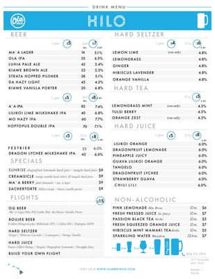 Menu photo 7 Ola Brew - Hilo Hilo, HI Menu photo 7 Ola Brew - Hilo Hilo, HI