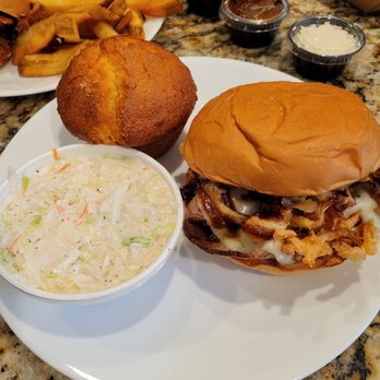 BBQ Pete's - No Name Sandwich with Cole Slaw and Corn Muffin - Barbeque Near Me - Kent, Washington BBQ Pete's - No Name Sandwich with Cole Slaw and Corn Muffin - Barbeque Near Me - Kent, Washington