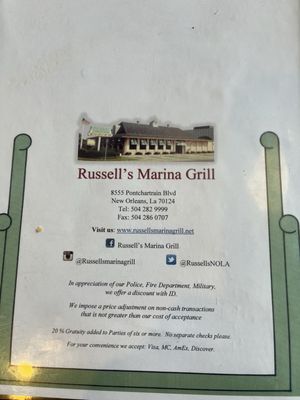 Menu photo 8 Russell's Marina Grill New Orleans, LA Menu photo 8 Russell's Marina Grill New Orleans, LA