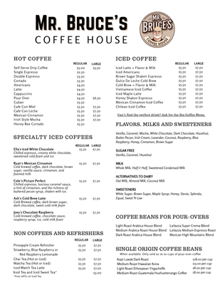 Menu photo 1 Mr Bruces Coffee House Kingsville, TX Menu photo 1 Mr Bruces Coffee House Kingsville, TX