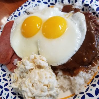 Joe's Grill Express - Special loco moco wirh homemade hamburger patty, 2 spam slices, 2 eggs and mac salad. Yummy $8.50 - American Near Me - Honolulu, Hawaii Joe's Grill Express - Special loco moco wirh homemade hamburger patty, 2 spam slices, 2 eggs and mac salad. Yummy $8.50 - American Near Me - Honolulu, Hawaii